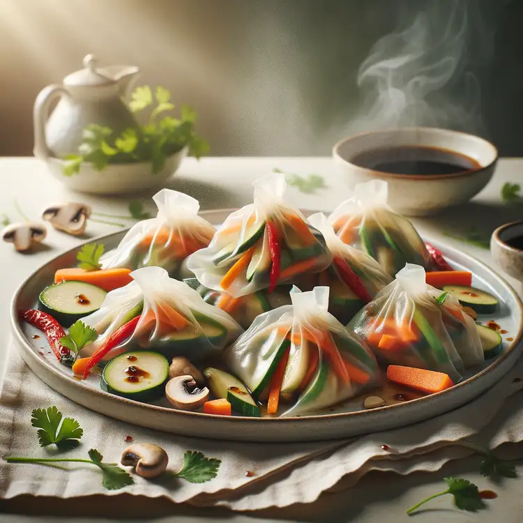 Reispapier Dumplings mit Gemüsefüllung Recipe