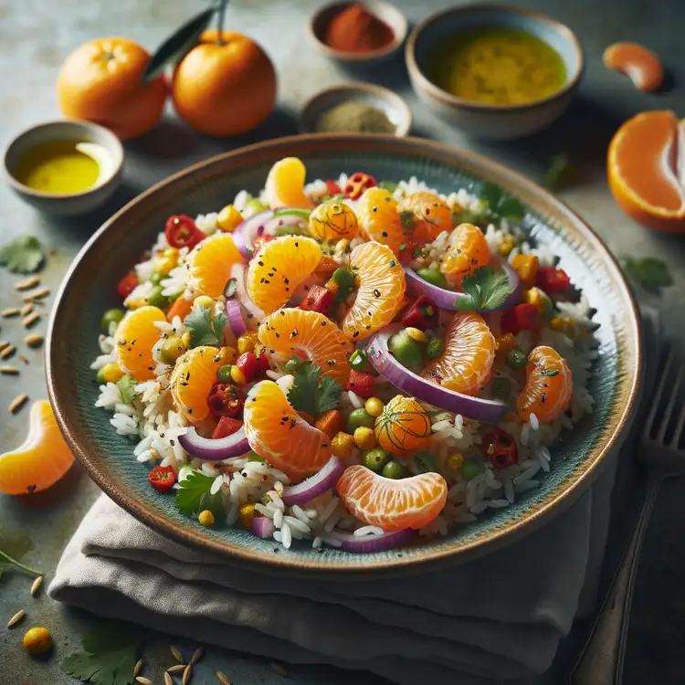 Reissalat mit Curry und Mandarinen Recipe
