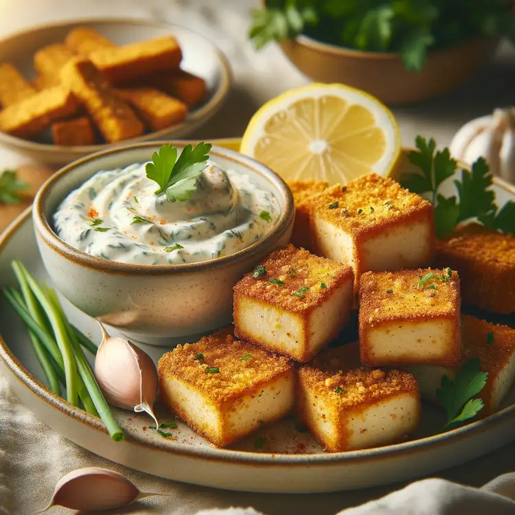 Panierter Tofu mit Kräuter-Dip Recipe