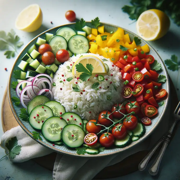 Reissalat mit Gemüse und Kräutern Recipe