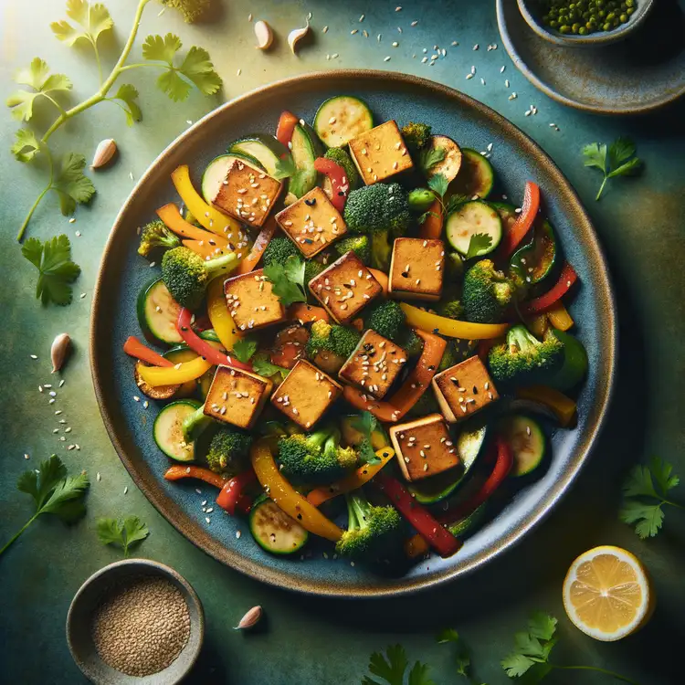 Tofu-Gemüse-Pfanne mit Sesam Recipe