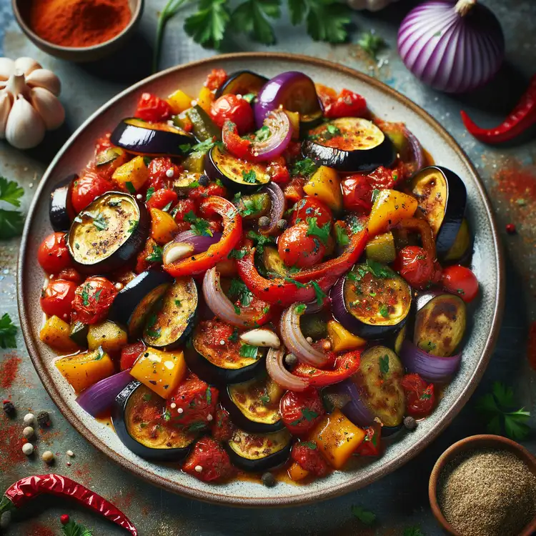 Auberginen-Paprika-Gemüsepfanne Recipe