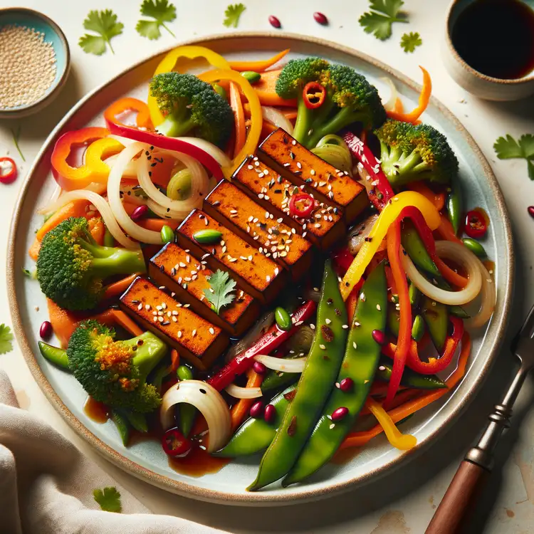 Gebratener Tempeh mit Gemüsepfanne Recipe