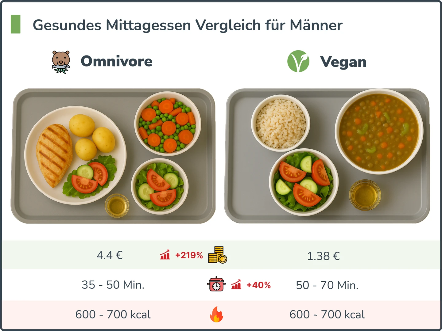 Gesundes Mittagessen Vergleich für Männer