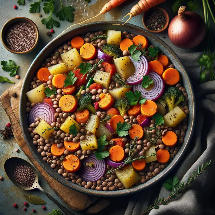 Puy-Linsen mit Wurzelgemüse Recipe