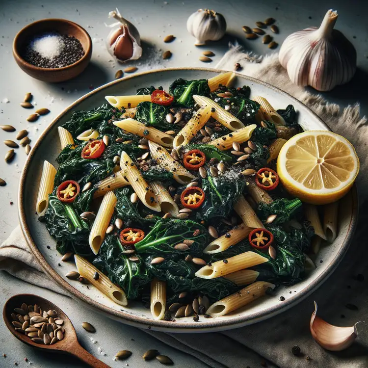 Schwarzkohl-Pasta mit Knoblauch Recipe