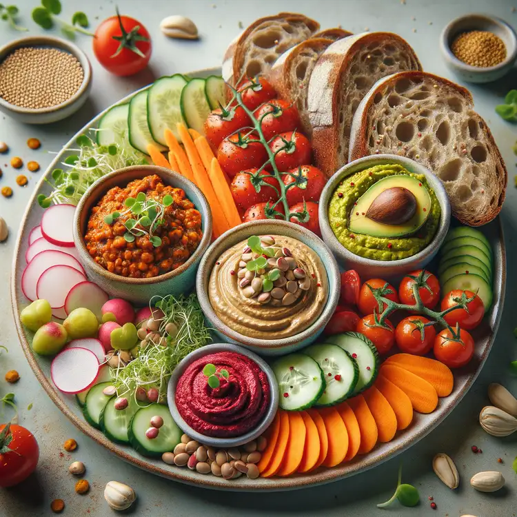 Vegane Brotzeitplatte mit Aufstrichen Recipe