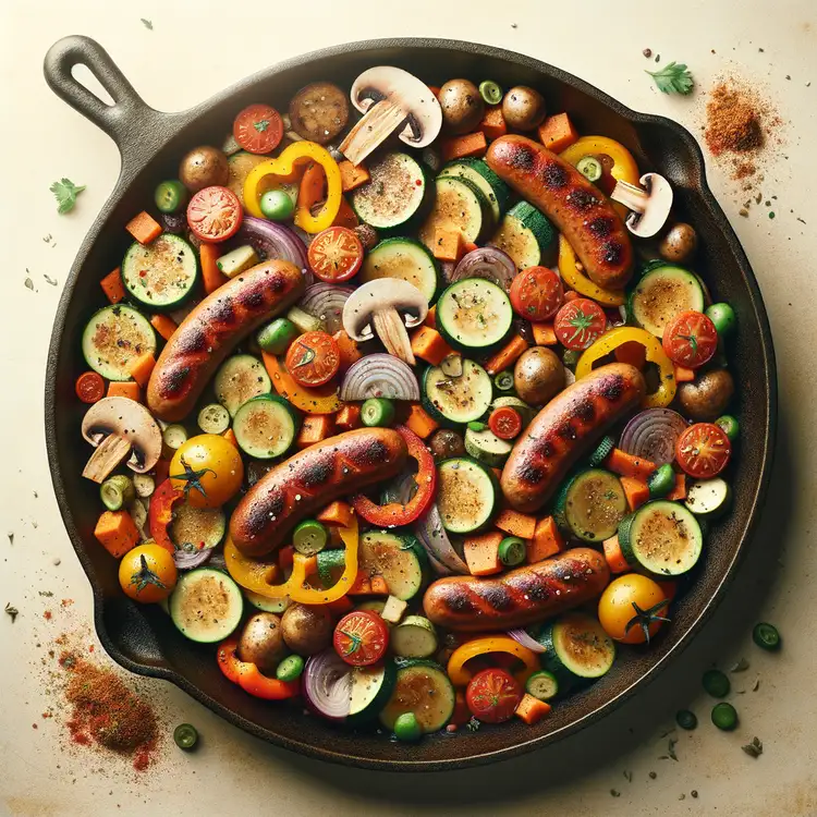 Vegane Fleischwurst-Pfanne mit Gemüse Recipe