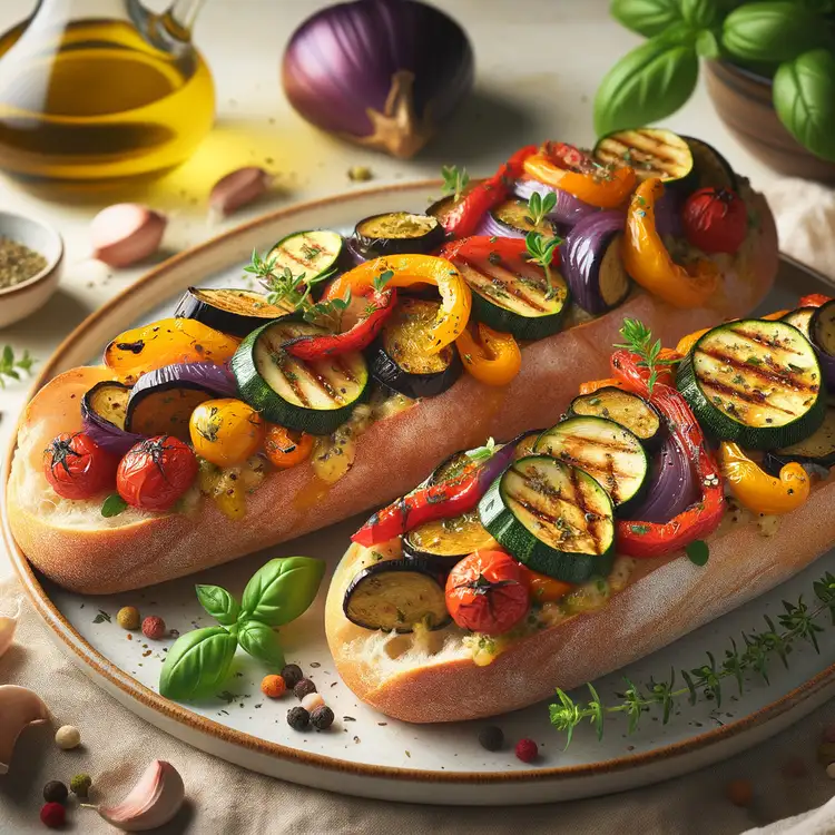 Veganes Baguette mit mediterranem Gemüse Recipe