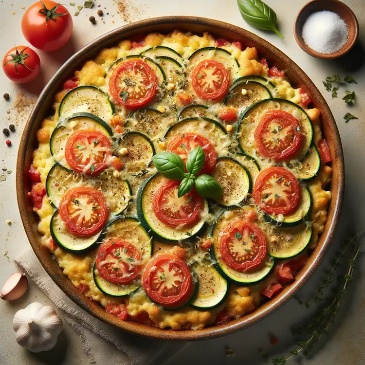 Zucchini-Schafskäse-Tomaten-Auflauf Recipe