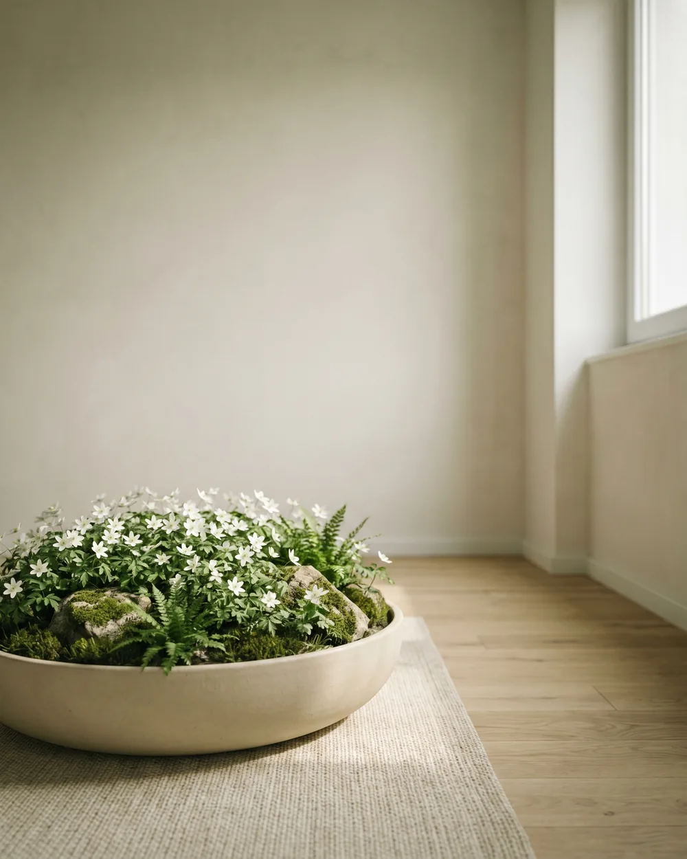 Buschwindröschen styliert im Wohnraum