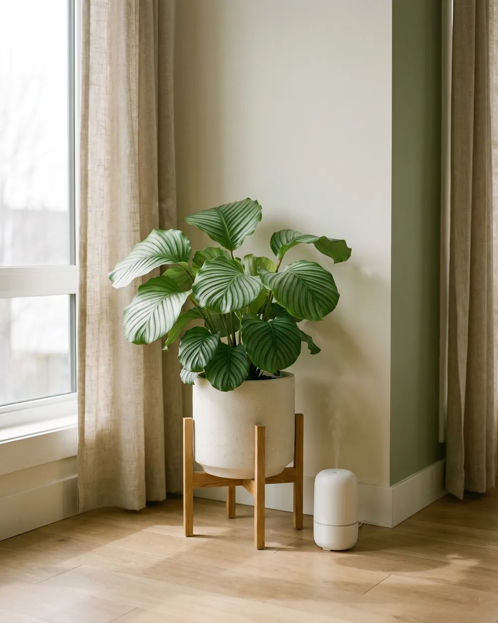 Calathea Orbifolia styliert im Wohnraum