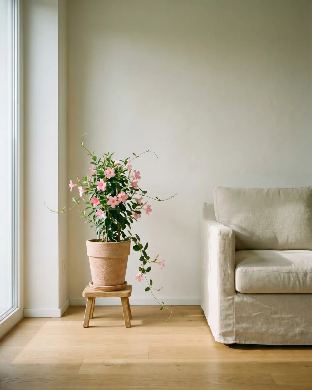 Dipladenie styliert im Wohnraum