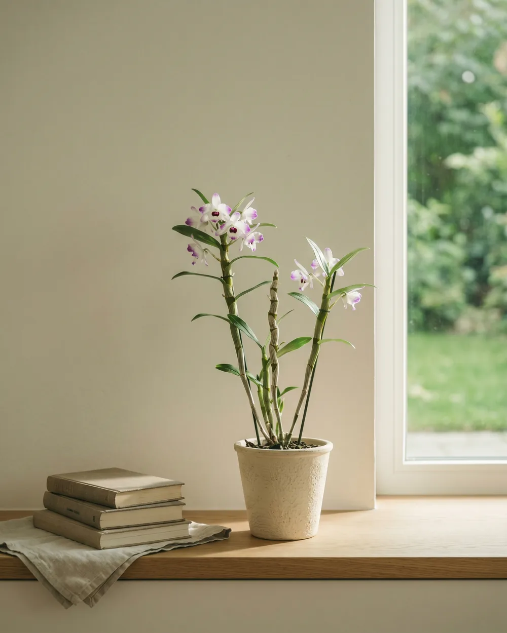 Edle Dendrobium styliert im Wohnraum