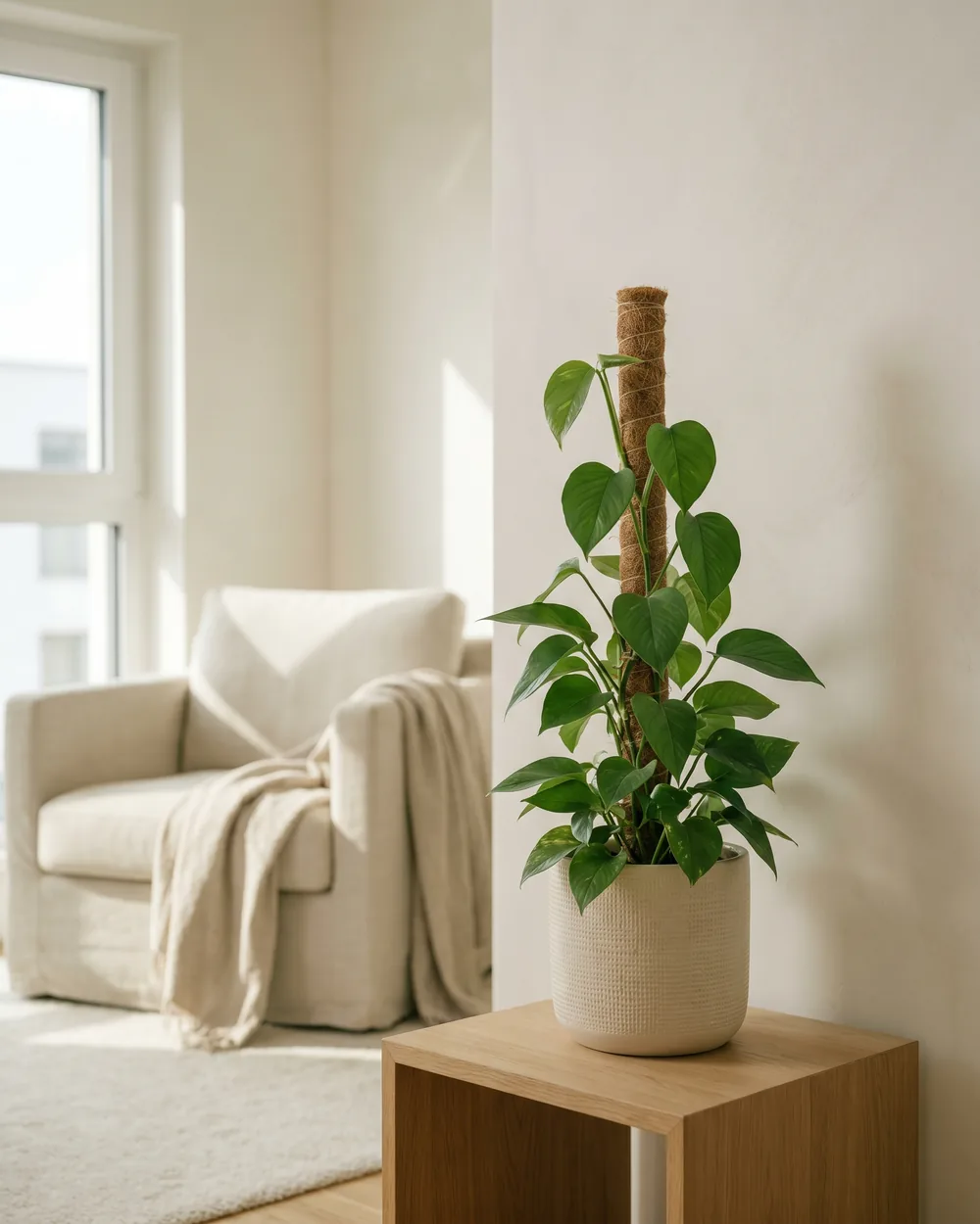 Efeutute styliert im Wohnraum