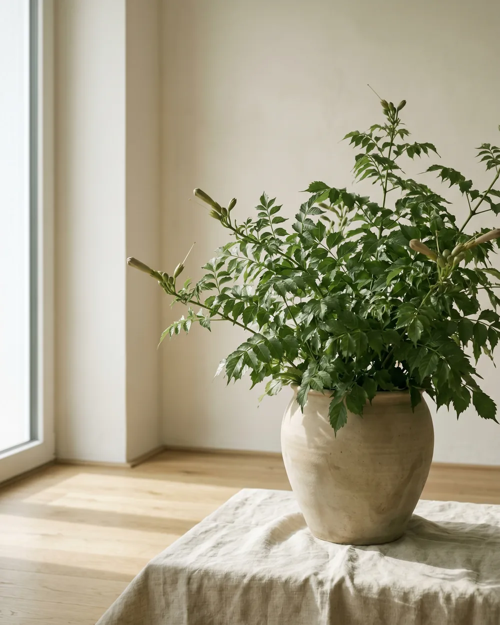 Amerikanische Klettertrompete styliert im Wohnraum