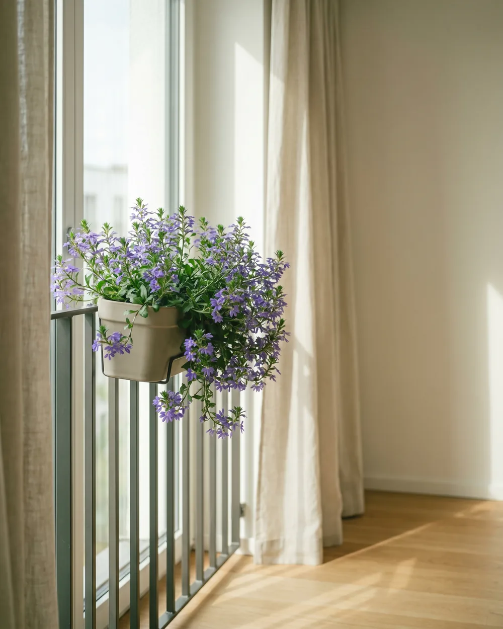 Fächerblume styliert im Wohnraum