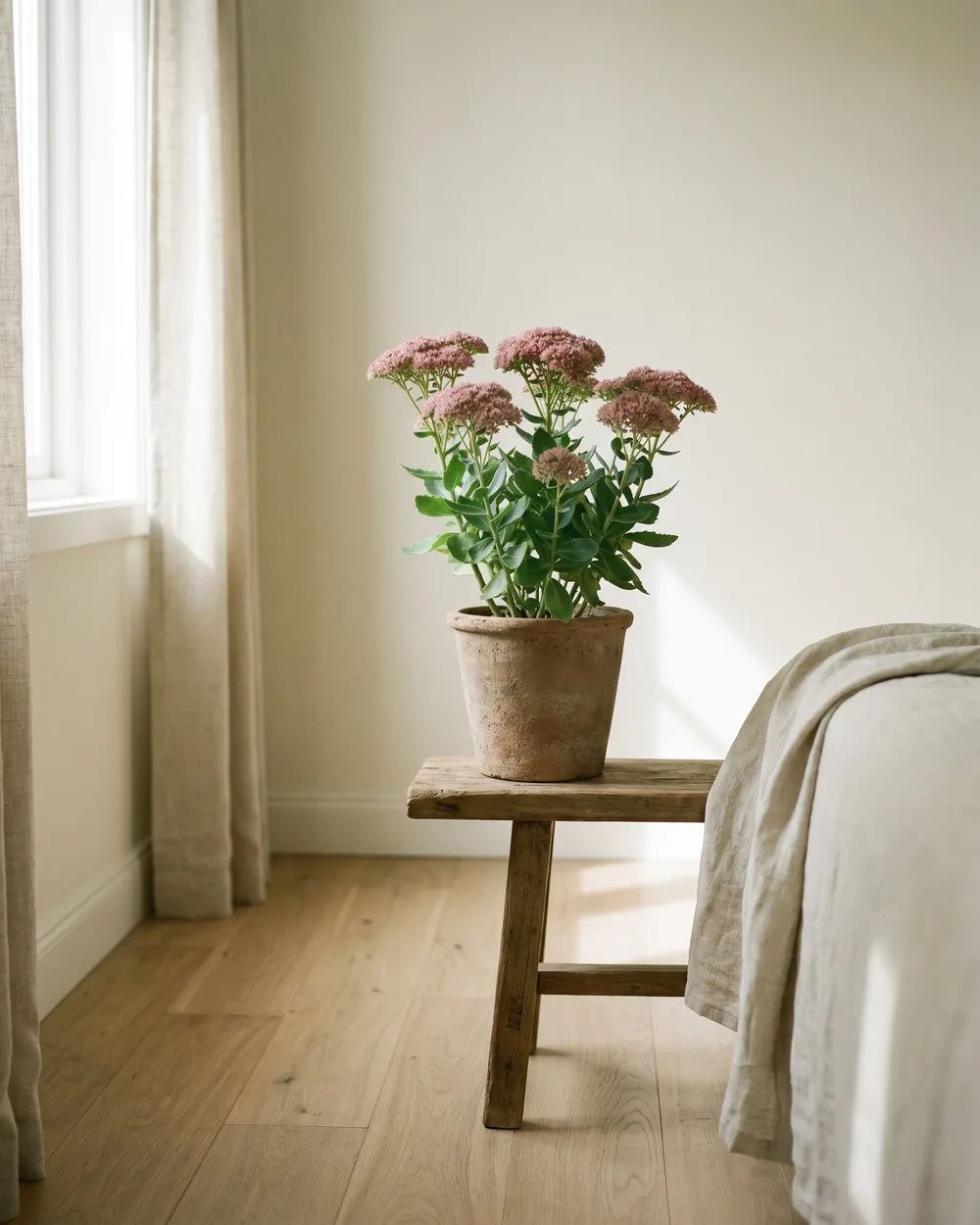 Fetthenne styliert im Wohnraum