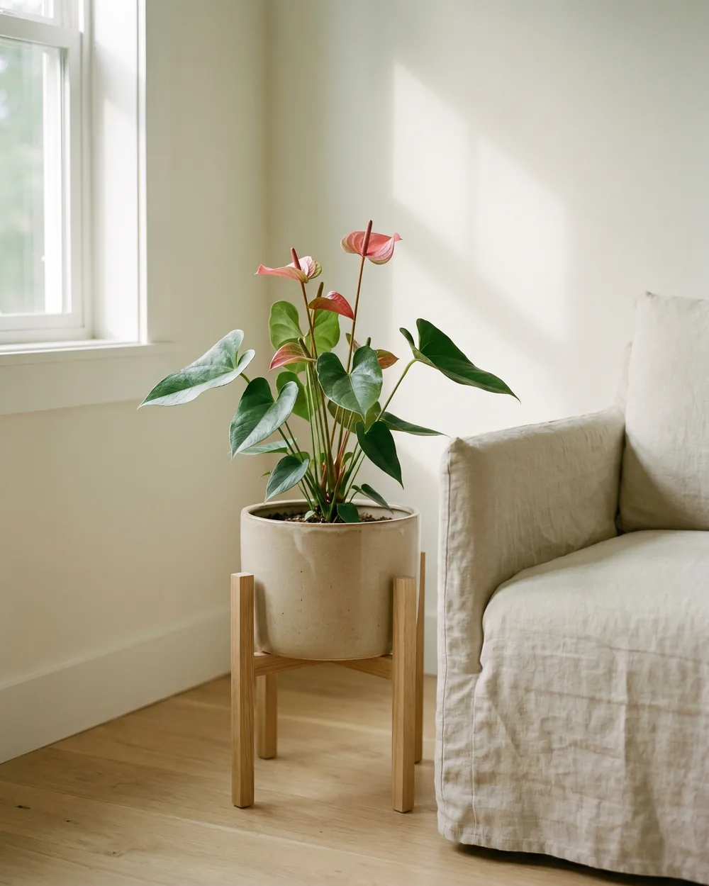 Flamingoblume styliert im Wohnraum