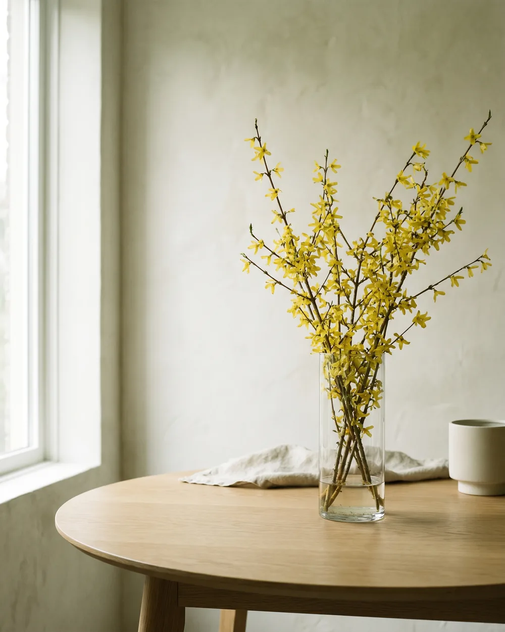 Forsythie styliert im Wohnraum
