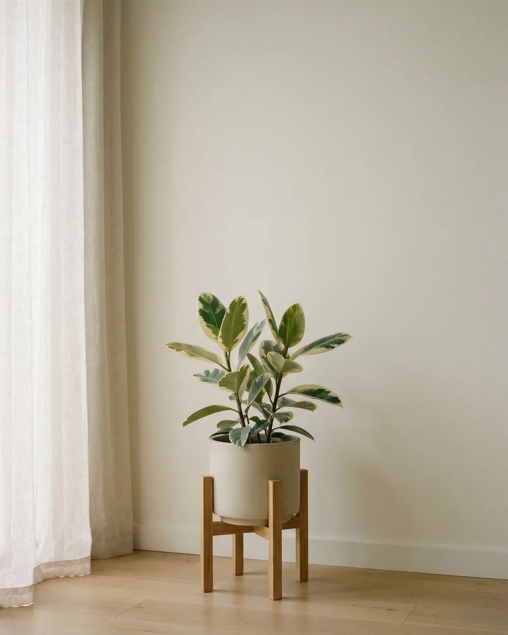 Gummibaum styliert im Wohnraum