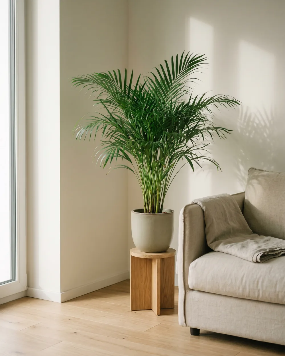 Goldfruchtpalme styliert im Wohnraum