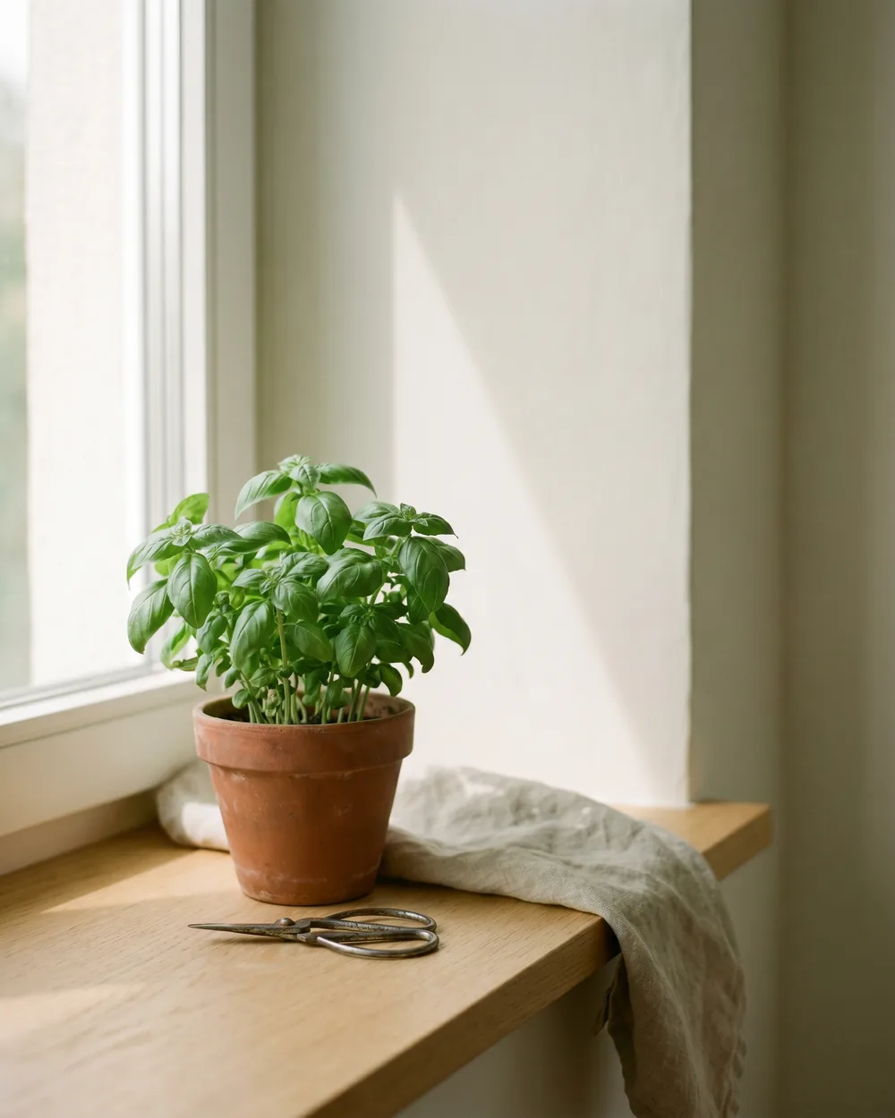 Basilikum styliert im Wohnraum