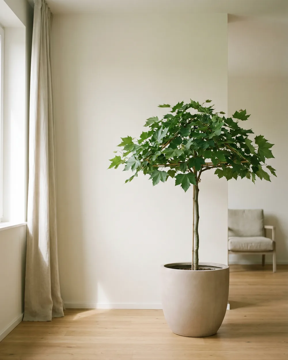 Ahornblättrige Platane styliert im Wohnraum