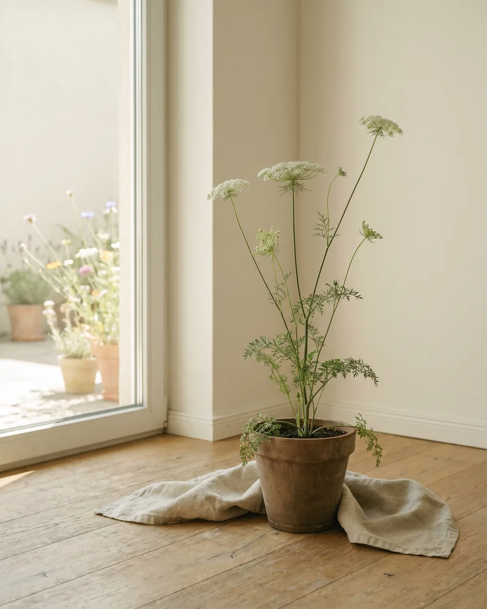 Wilde Möhre styliert im Wohnraum