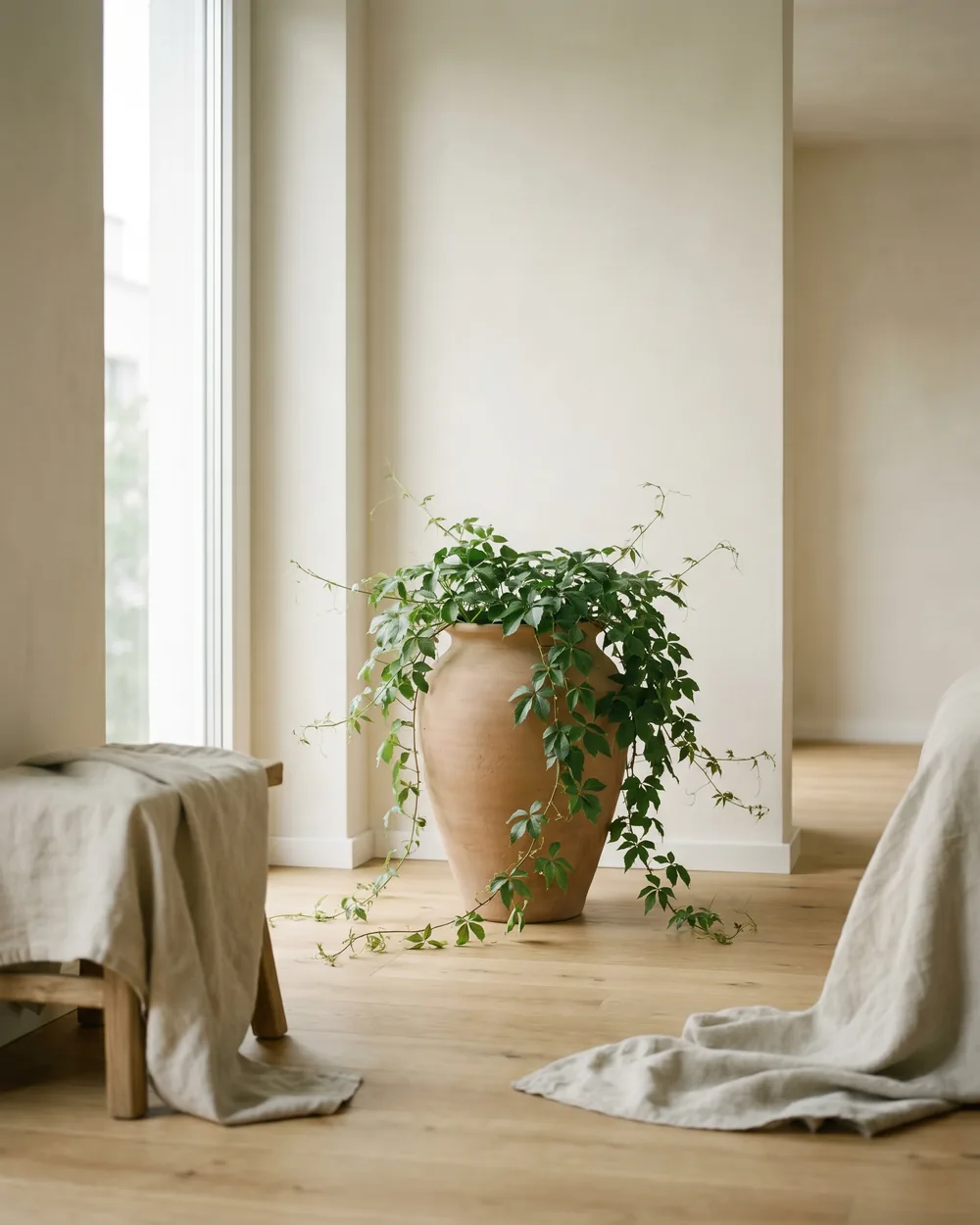 Wilder Wein styliert im Wohnraum