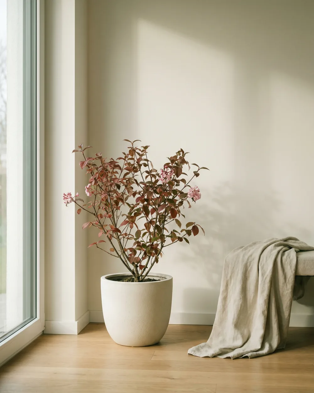 Winterschneeball styliert im Wohnraum