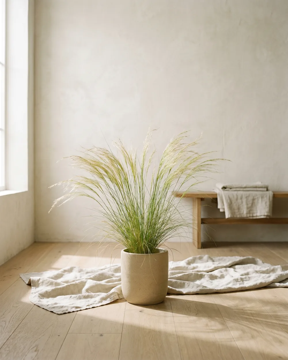 Zartes Federgras styliert im Wohnraum