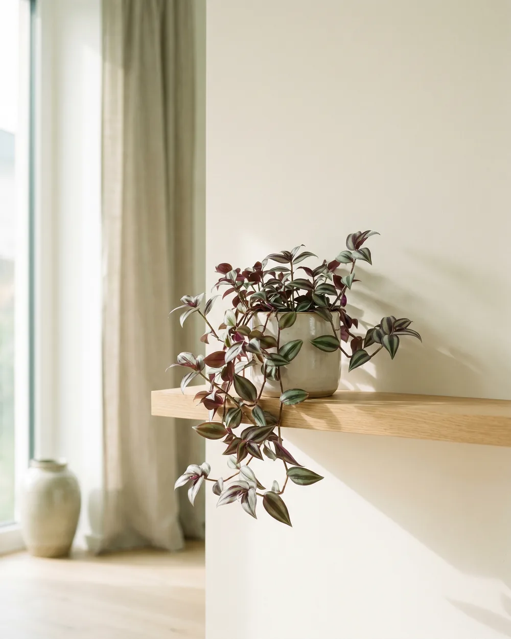 Zebrablättrige Dreimasterblume styliert im Wohnraum