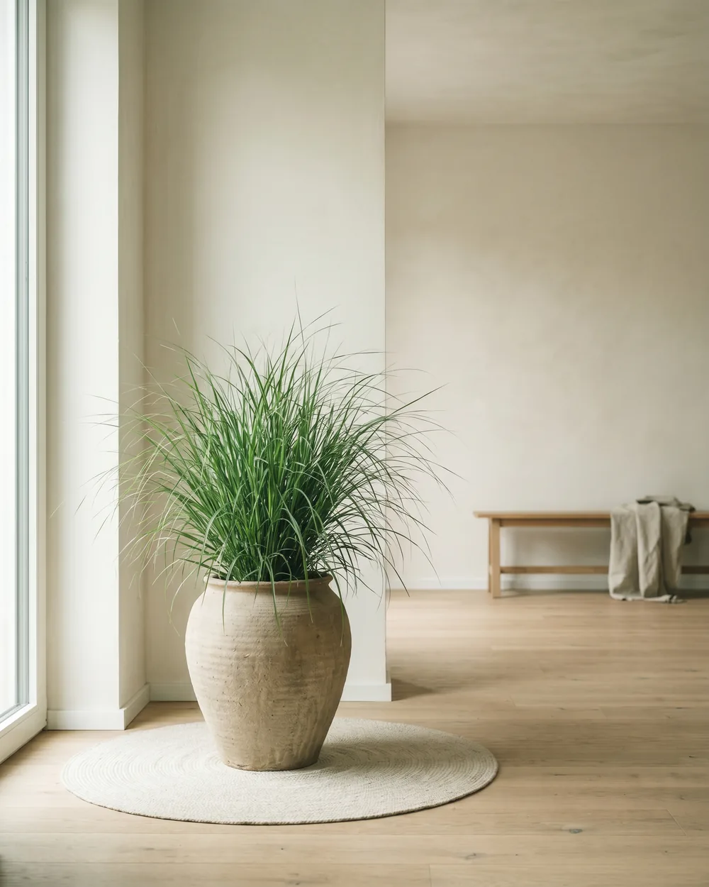 Ziergras styliert im Wohnraum