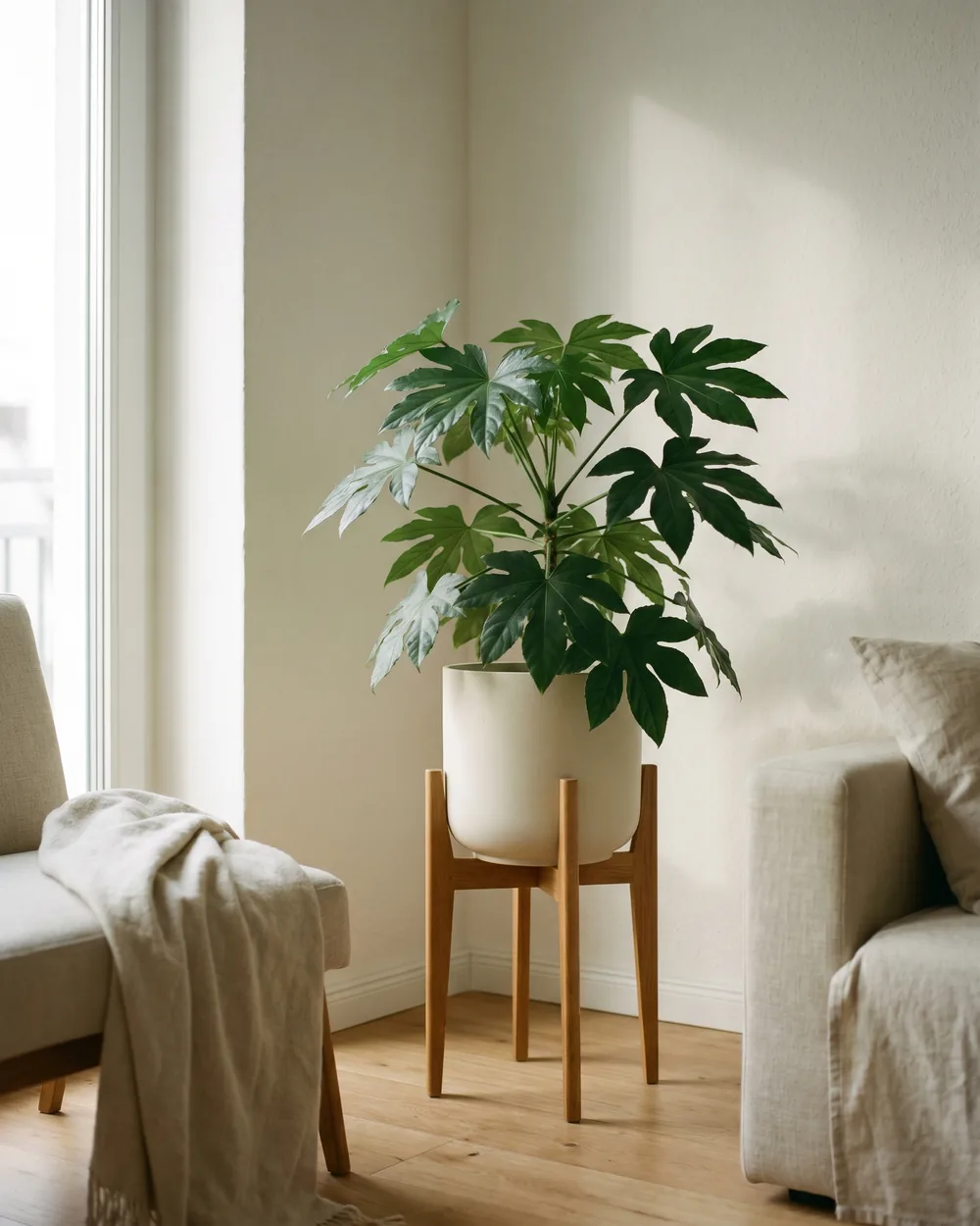 Zimmeraralie styliert im Wohnraum