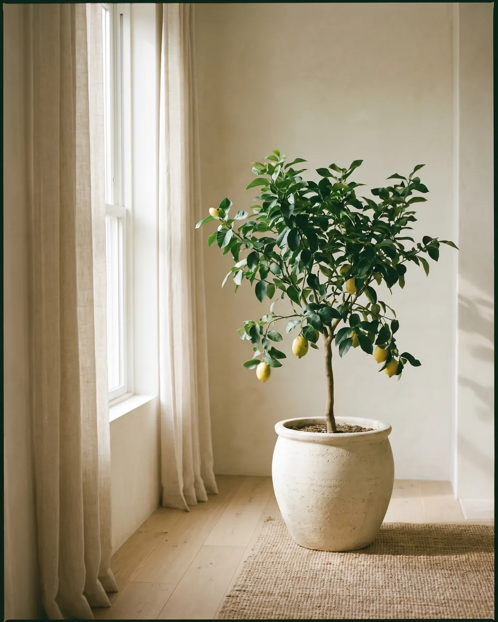 Zitronenbaum styliert im Wohnraum