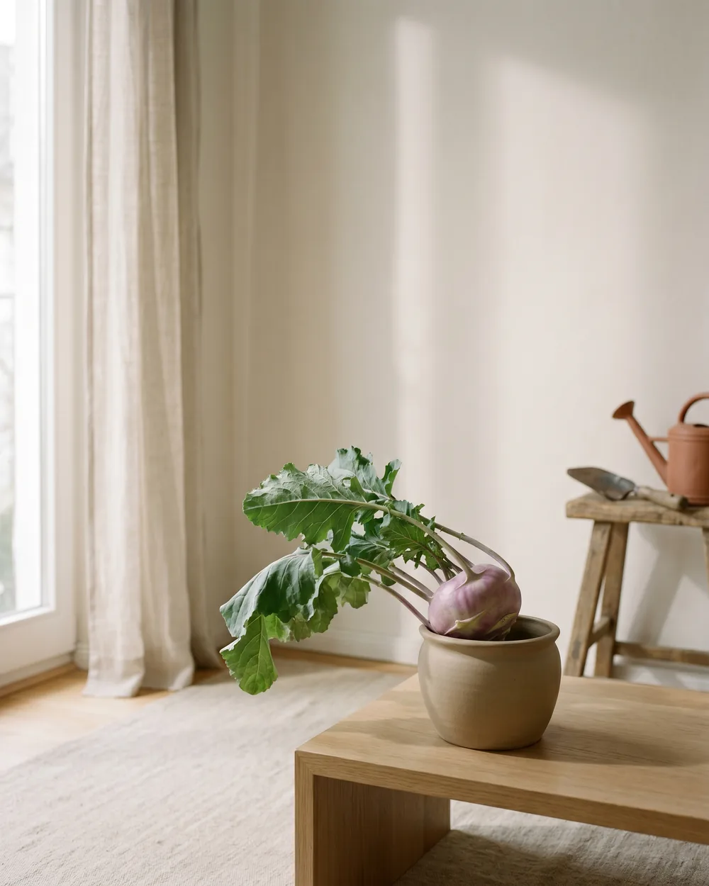 Kohlrabi styliert im Wohnraum