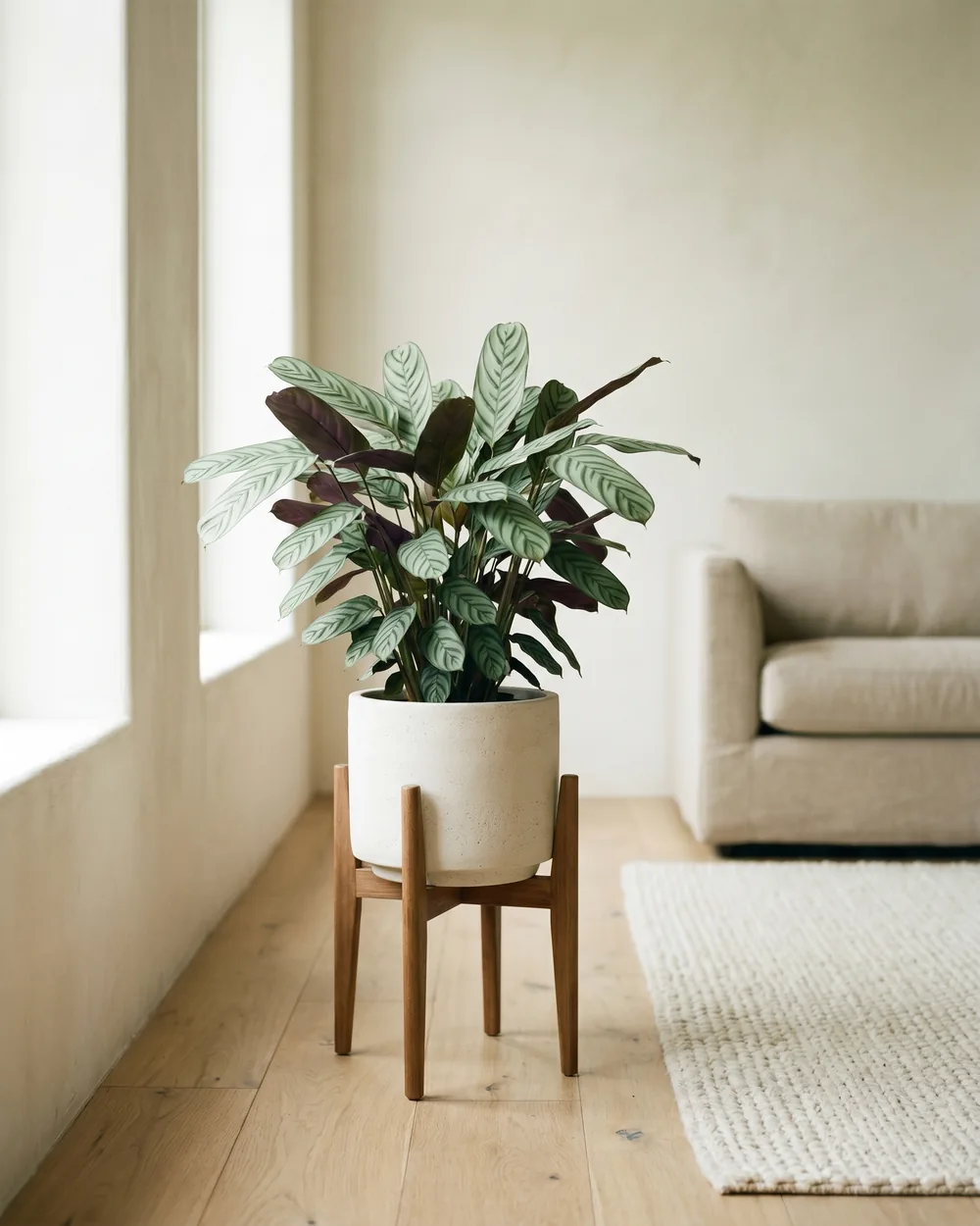 Korbmarante styliert im Wohnraum