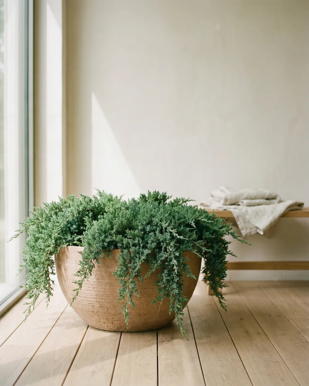 Kriechwacholder styliert im Wohnraum