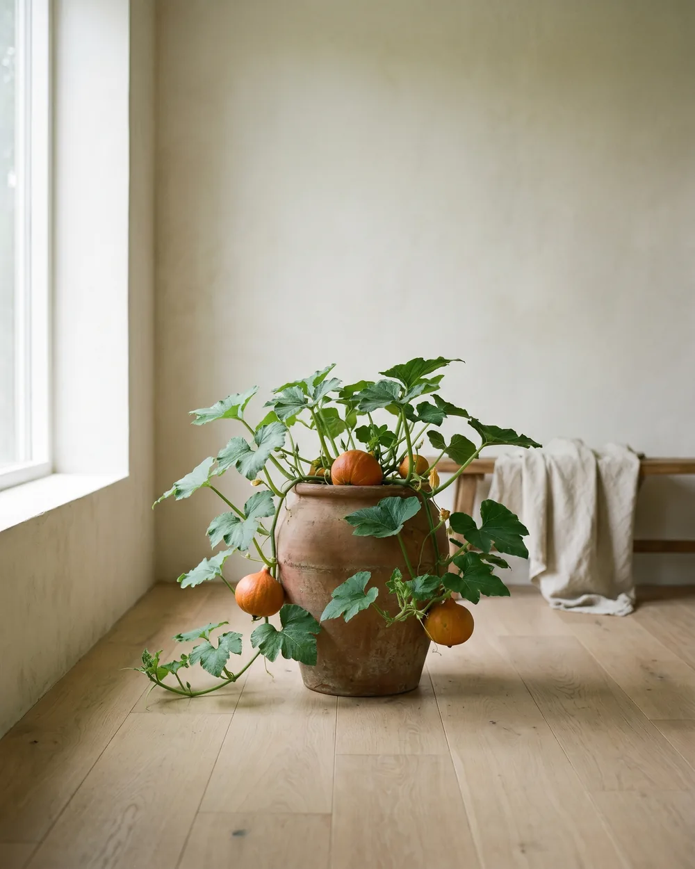 Kürbis styliert im Wohnraum