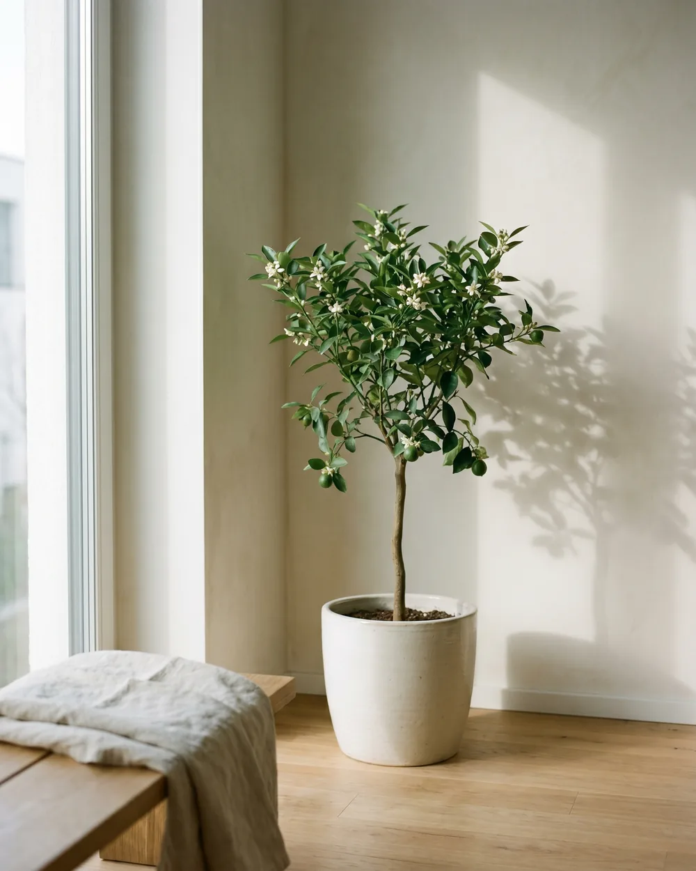 Mandarinbaum styliert im Wohnraum