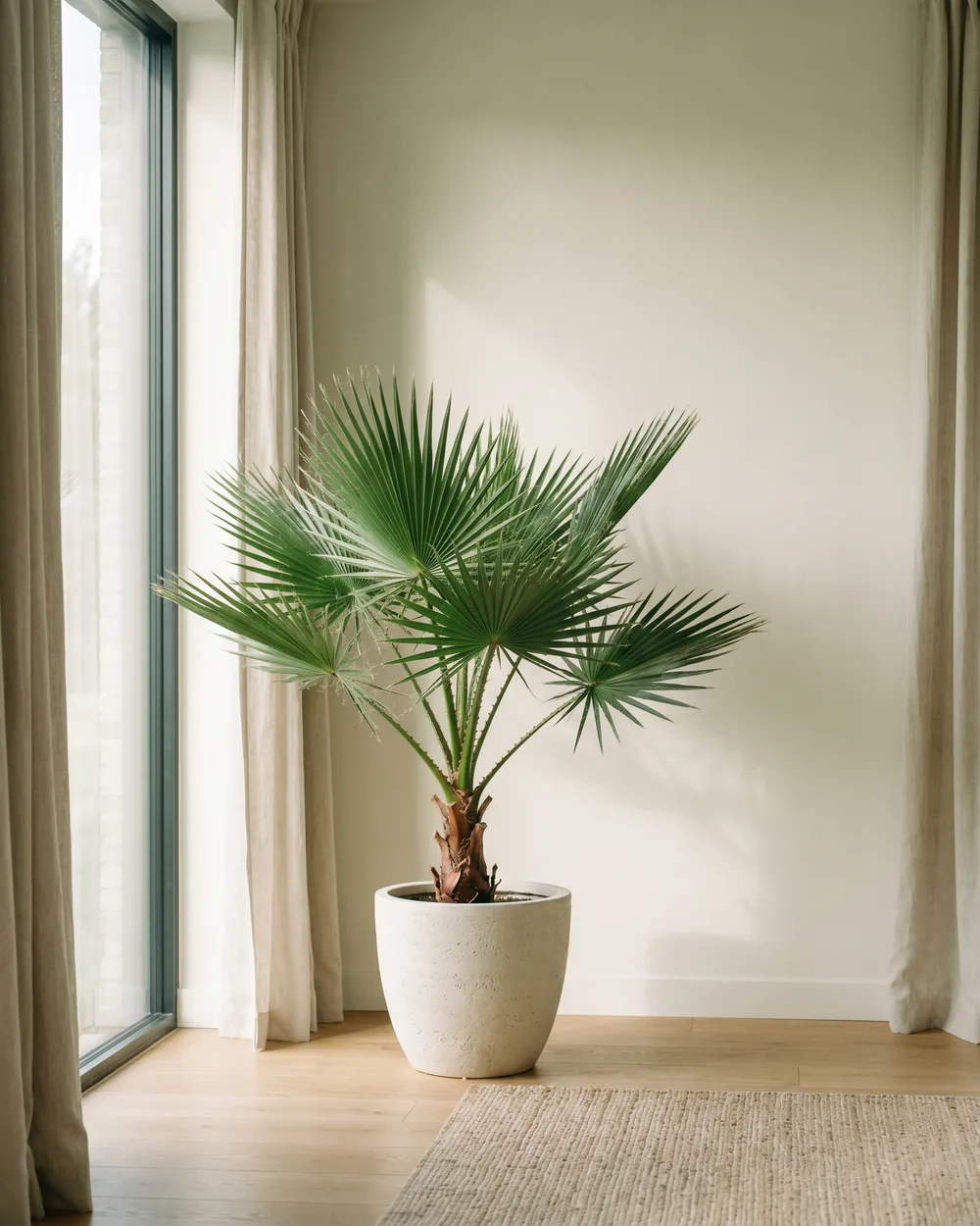 Mexikanische Washingtonpalme styliert im Wohnraum