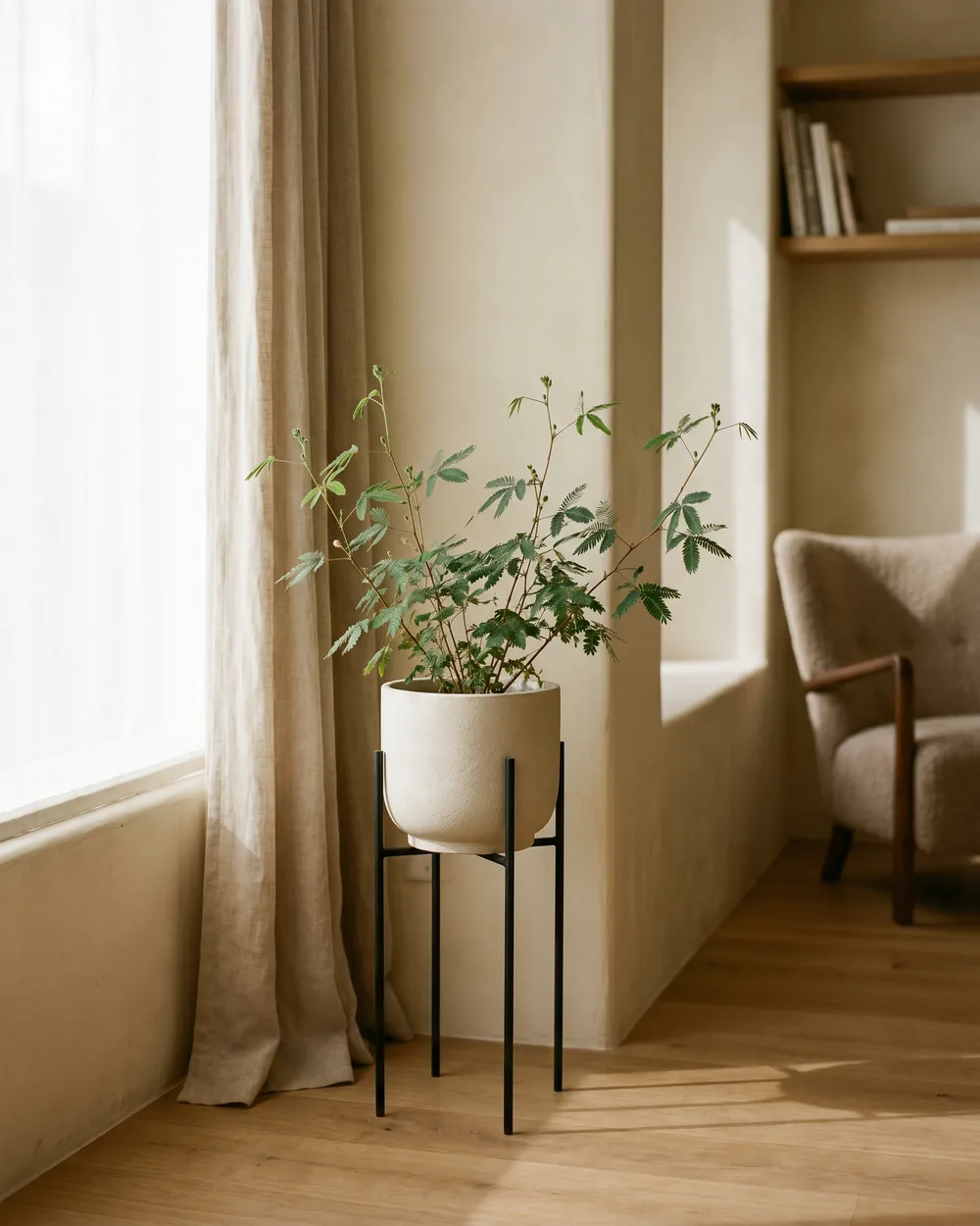Mimose styliert im Wohnraum