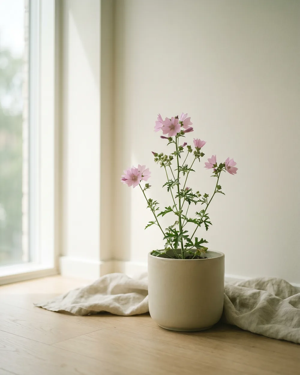 Moschusmalve styliert im Wohnraum