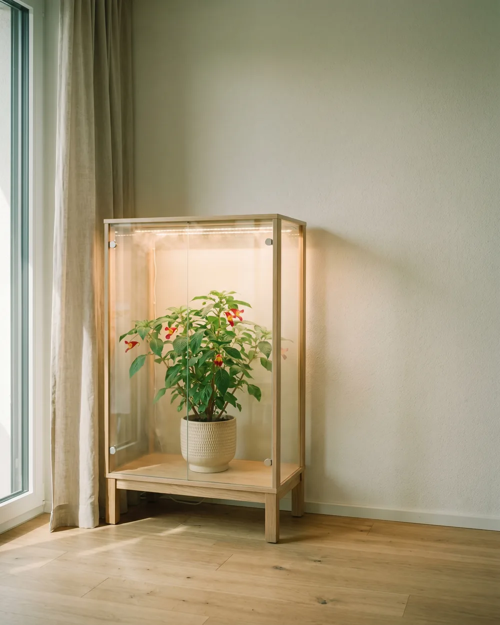 Papageienpflanze styliert im Wohnraum
