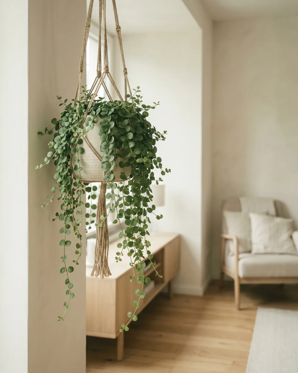 Pfennigkraut styliert im Wohnraum
