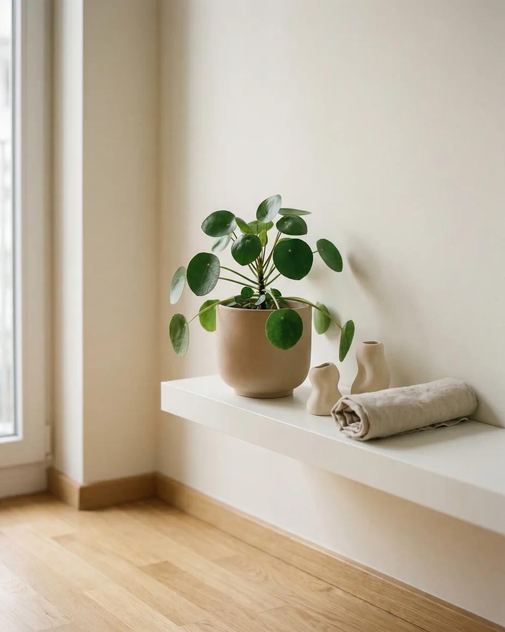 Pilea styliert im Wohnraum