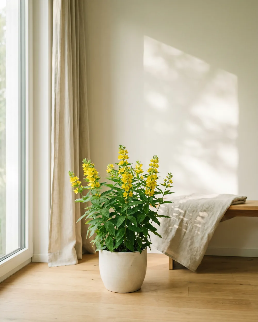 Punktierter Gilbweiderich styliert im Wohnraum
