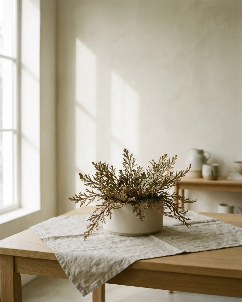 Rose von Jericho styliert im Wohnraum