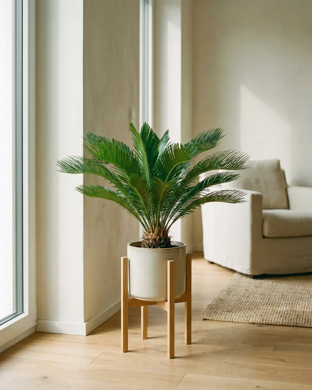 Sagopalme styliert im Wohnraum